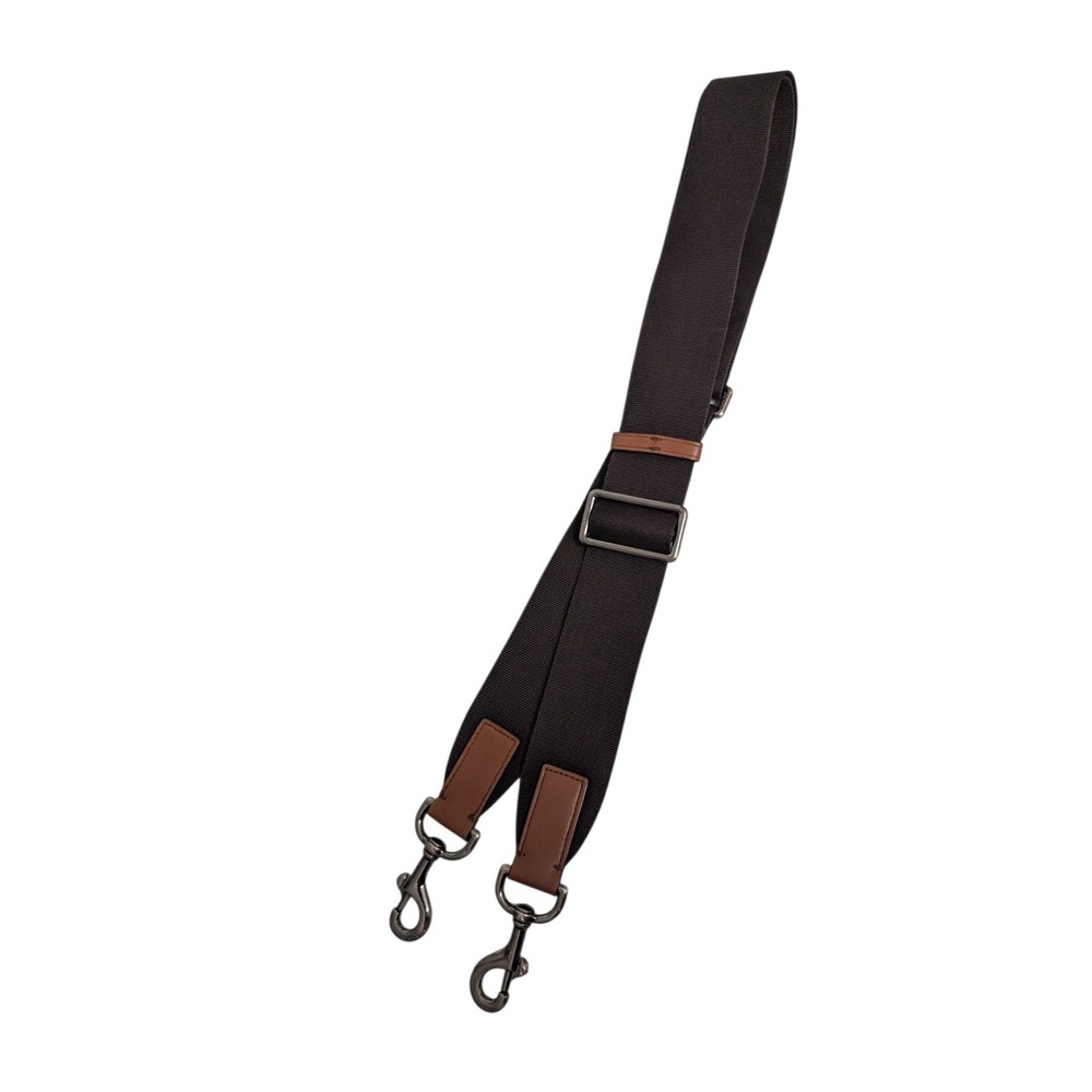 Coach Replacement Bag Strap Adjustable Webbing Leather Brown Gunmetal Hardware